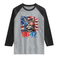 Cool 8647 Patriotic Cat Raglan Shirt American Flag Sunglasses Tabby Cat Political Satire