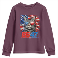 Cool 8647 Patriotic Cat Youth Sweatshirt American Flag Sunglasses Tabby Cat Political Satire