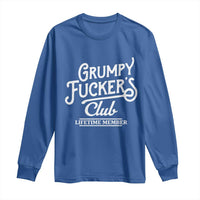 Grumpy Fucker's Club Lifetime Member Long Sleeve Shirt Funny Distressed Sarcastic Adult Humor Slogan Typography