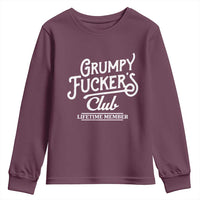 Grumpy Fucker's Club Lifetime Member Youth Sweatshirt Funny Distressed Sarcastic Adult Humor Slogan Typography