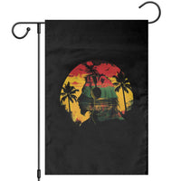 Retro Jamaican Lion Sunset Garden Flag Rasta Colors Music and Island Vibes Graphic