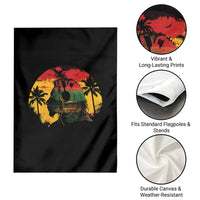 Retro Jamaican Lion Sunset Garden Flag Rasta Colors Music and Island Vibes Graphic