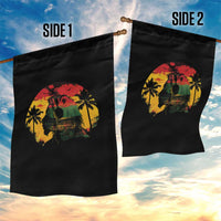 Retro Jamaican Lion Sunset Garden Flag Rasta Colors Music and Island Vibes Graphic