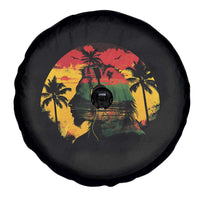Retro Jamaican Lion Sunset Spare Tire Cover Rasta Colors Music and Island Vibes Graphic