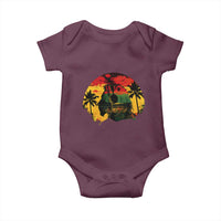 Retro Jamaican Lion Sunset Baby Onesie Rasta Colors Music and Island Vibes Graphic