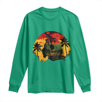 Retro Jamaican Lion Sunset Long Sleeve Shirt Rasta Colors Music and Island Vibes Graphic