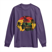 Retro Jamaican Lion Sunset Long Sleeve Shirt Rasta Colors Music and Island Vibes Graphic