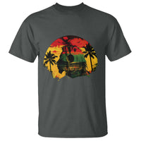 Retro Jamaican Lion Sunset T Shirt Rasta Colors Music and Island Vibes Graphic