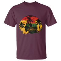 Retro Jamaican Lion Sunset T Shirt Rasta Colors Music and Island Vibes Graphic