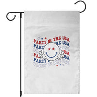Funny 4th Of July Garden Flag Party In The USA Smiling Face Retro Groovy