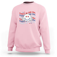 Funny 4th Of July Sweatshirt Party In The USA Smiling Face Retro Groovy - Wonder Print Shop