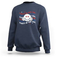 Funny 4th Of July Sweatshirt Party In The USA Smiling Face Retro Groovy - Wonder Print Shop