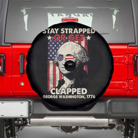 Funny 4th Of July Spare Tire Cover Stay Strapped Or Get Clapped American Flag George Washington
