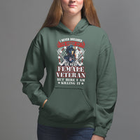 Female Veteran Hoodie I Never Dreamed I'd Grow Up To Be But Here I Am Killing It American Flag Dog Tags - Wonder Print Shop