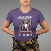 Female Veteran T Shirt Assuming I Was Like Most Women Was Your First Mistake American Flag Dog Tags And Combat Boots - Wonder Print Shop