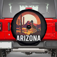 Retro Arizona Roadrunner Desert Sunset Graphic Spare Tire Cover Southwest Saguaro Cactus Wildlife Travel Souvenir
