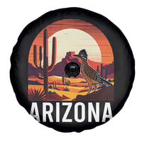 Retro Arizona Roadrunner Desert Sunset Graphic Spare Tire Cover Southwest Saguaro Cactus Wildlife Travel Souvenir