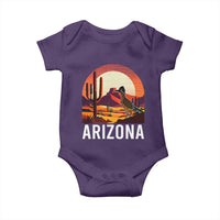 Retro Arizona Roadrunner Desert Sunset Graphic Baby Onesie Southwest Saguaro Cactus Wildlife Travel Souvenir