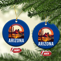 Retro Arizona Roadrunner Desert Sunset Graphic Ceramic Ornament Southwest Saguaro Cactus Wildlife Travel Souvenir