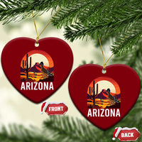 Retro Arizona Roadrunner Desert Sunset Graphic Ceramic Ornament Southwest Saguaro Cactus Wildlife Travel Souvenir