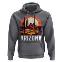 Retro Arizona Roadrunner Desert Sunset Graphic Hoodie Southwest Saguaro Cactus Wildlife Travel Souvenir