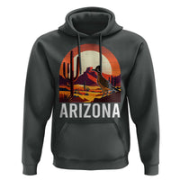 Retro Arizona Roadrunner Desert Sunset Graphic Hoodie Southwest Saguaro Cactus Wildlife Travel Souvenir