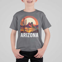 Retro Arizona Roadrunner Desert Sunset Graphic T Shirt For Kid Southwest Saguaro Cactus Wildlife Travel Souvenir