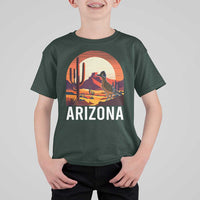 Retro Arizona Roadrunner Desert Sunset Graphic T Shirt For Kid Southwest Saguaro Cactus Wildlife Travel Souvenir