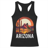 Retro Arizona Roadrunner Desert Sunset Graphic Racerback Tank Top Southwest Saguaro Cactus Wildlife Travel Souvenir
