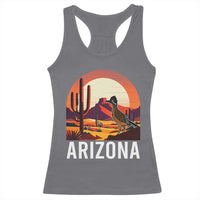 Retro Arizona Roadrunner Desert Sunset Graphic Racerback Tank Top Southwest Saguaro Cactus Wildlife Travel Souvenir