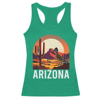 Retro Arizona Roadrunner Desert Sunset Graphic Racerback Tank Top Southwest Saguaro Cactus Wildlife Travel Souvenir