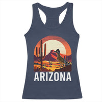 Retro Arizona Roadrunner Desert Sunset Graphic Racerback Tank Top Southwest Saguaro Cactus Wildlife Travel Souvenir