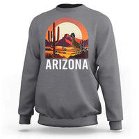 Retro Arizona Roadrunner Desert Sunset Graphic Sweatshirt Southwest Saguaro Cactus Wildlife Travel Souvenir