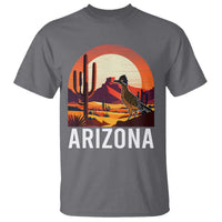Retro Arizona Roadrunner Desert Sunset Graphic T Shirt Southwest Saguaro Cactus Wildlife Travel Souvenir