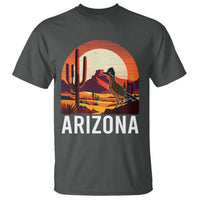 Retro Arizona Roadrunner Desert Sunset Graphic T Shirt Southwest Saguaro Cactus Wildlife Travel Souvenir