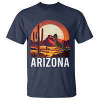Retro Arizona Roadrunner Desert Sunset Graphic T Shirt Southwest Saguaro Cactus Wildlife Travel Souvenir