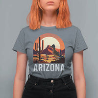 Retro Arizona Roadrunner Desert Sunset Graphic T Shirt For Women Southwest Saguaro Cactus Wildlife Travel Souvenir