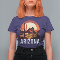 Retro Arizona Roadrunner Desert Sunset Graphic T Shirt For Women Southwest Saguaro Cactus Wildlife Travel Souvenir