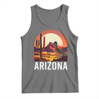 Retro Arizona Roadrunner Desert Sunset Graphic Tank Top Southwest Saguaro Cactus Wildlife Travel Souvenir