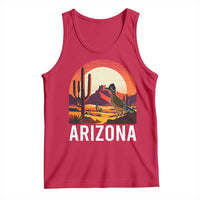 Retro Arizona Roadrunner Desert Sunset Graphic Tank Top Southwest Saguaro Cactus Wildlife Travel Souvenir