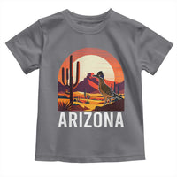 Retro Arizona Roadrunner Desert Sunset Graphic Toddler T Shirt Southwest Saguaro Cactus Wildlife Travel Souvenir