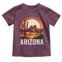 Retro Arizona Roadrunner Desert Sunset Graphic Toddler T Shirt Southwest Saguaro Cactus Wildlife Travel Souvenir