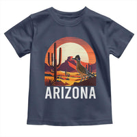 Retro Arizona Roadrunner Desert Sunset Graphic Toddler T Shirt Southwest Saguaro Cactus Wildlife Travel Souvenir