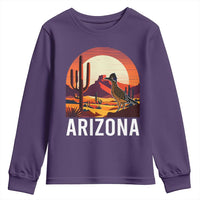 Retro Arizona Roadrunner Desert Sunset Graphic Youth Sweatshirt Southwest Saguaro Cactus Wildlife Travel Souvenir