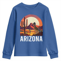 Retro Arizona Roadrunner Desert Sunset Graphic Youth Sweatshirt Southwest Saguaro Cactus Wildlife Travel Souvenir