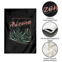 Vintage Arizona State Outline Desert Sunset Graphic Garden Flag Retro Southwest Saguaro Cactus Travel Souvenir