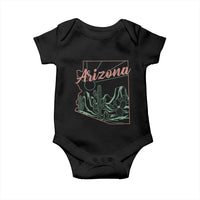 Vintage Arizona State Outline Desert Sunset Graphic Baby Onesie Retro Southwest Saguaro Cactus Travel Souvenir
