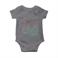 Vintage Arizona State Outline Desert Sunset Graphic Baby Onesie Retro Southwest Saguaro Cactus Travel Souvenir