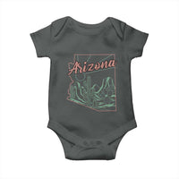 Vintage Arizona State Outline Desert Sunset Graphic Baby Onesie Retro Southwest Saguaro Cactus Travel Souvenir
