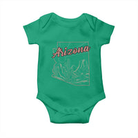 Vintage Arizona State Outline Desert Sunset Graphic Baby Onesie Retro Southwest Saguaro Cactus Travel Souvenir